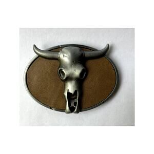 Leather Longhorn Skull Belt Buckle Western Style Unisex